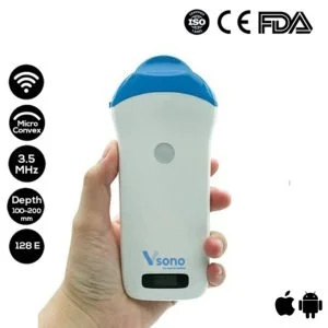 The Vsono-MC1 is a micro-convex wireless ultrasound scanner. The traditional bulky ultrasound scanners were compressed into a small circuit board and built into 1 pocket-sized probe.