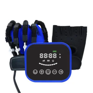 The Hand Function Rehabilitation Gloves: Vrehab-M3 is portable hand rehabilitation equipment that consists of a console, a robotic glove for the affected hand, and a mirror glove for the healthy hand.